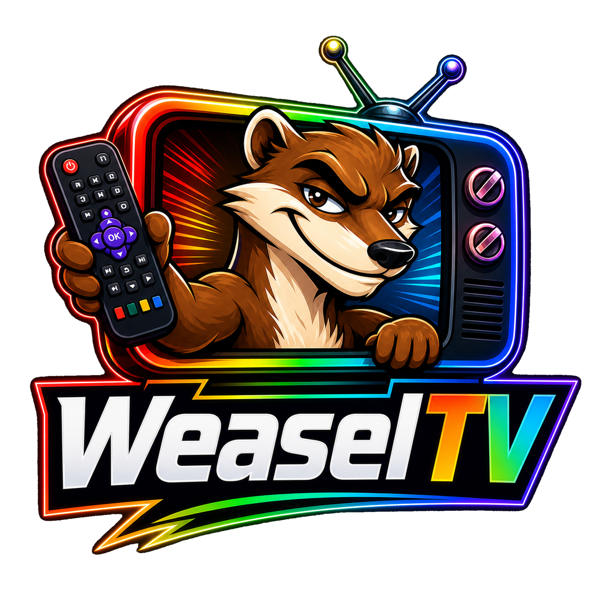 WeaselTV prismatic mascot logo
