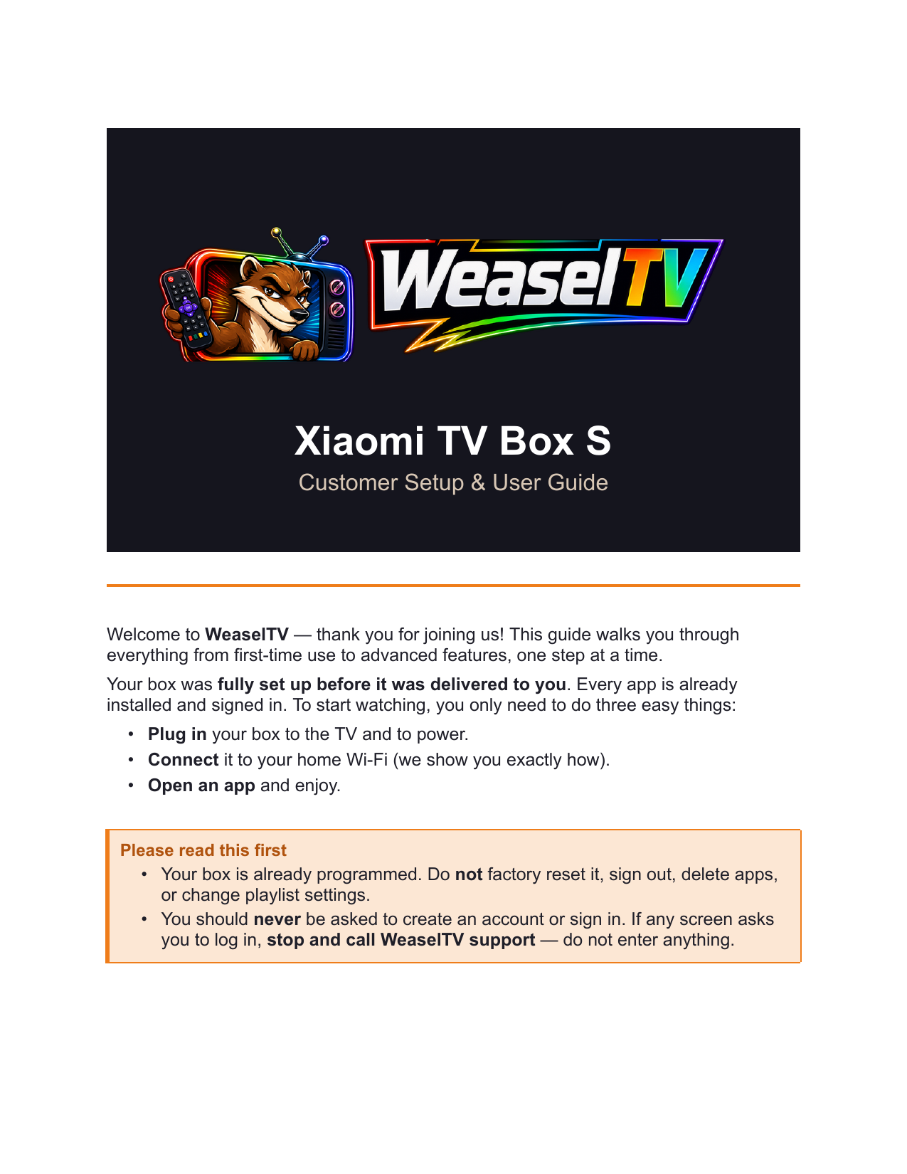 Preview of the Xiaomi TV Box S setup guide